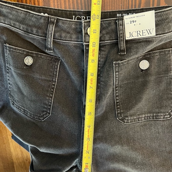 J. CREW '96 Denim Trouser Wide Leg Sailor Jeans Black High Waist Size 29P Petite - Picture 11 of 15
